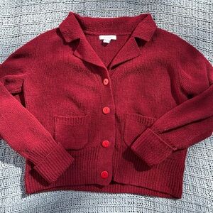 dressbarn Burgundy Button-Up Cardigan